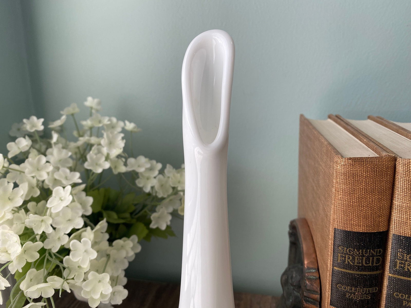 Midcentury Fenton Hobnail Stretch Milk Glass Vase - Duckwells
