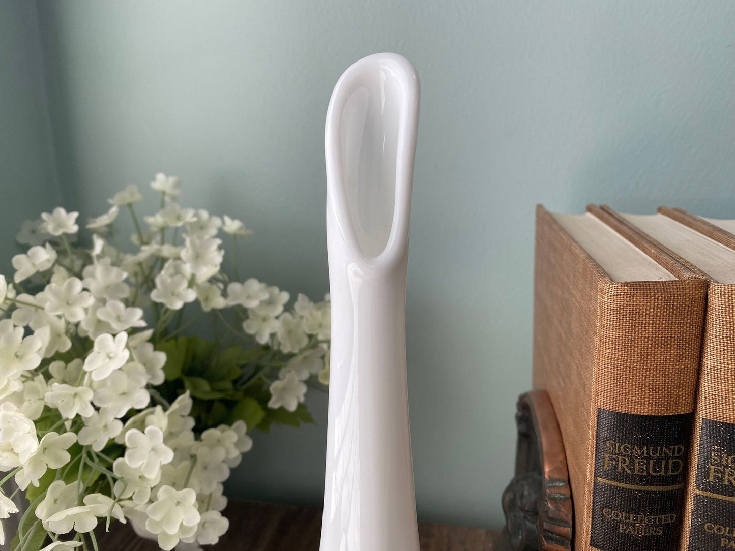 Midcentury Fenton Hobnail Stretch Milk Glass Vase - Duckwells