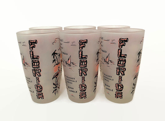 Midcentury Florida Souvenir Pink and Black Glassware - Duckwells