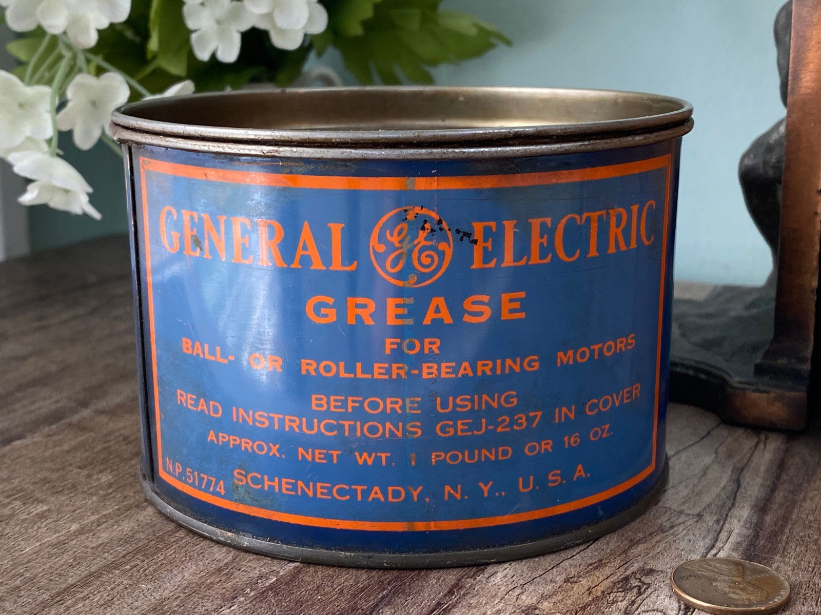 Midcentury General Electric Grease Tin Can - Duckwells