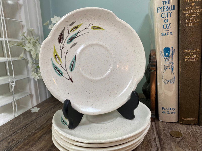Midcentury Harmony House Whispering Leaves Saucers - Duckwells