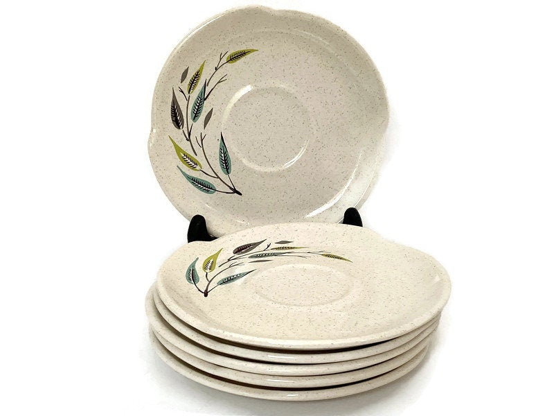 Midcentury Harmony House Whispering Leaves Saucers - Duckwells