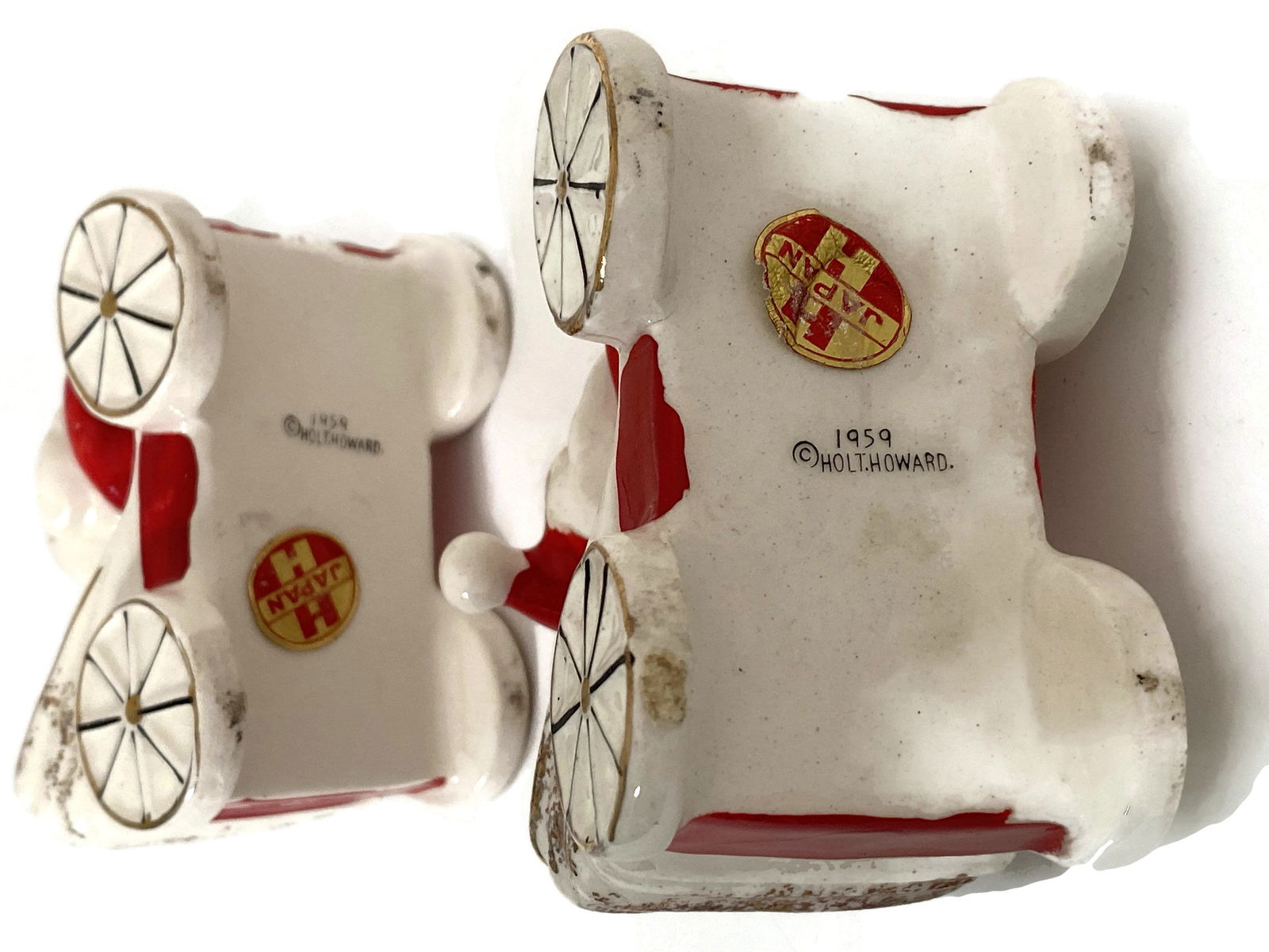 Midcentury Holt Howard Santa in Car Candle Holders - Duckwells