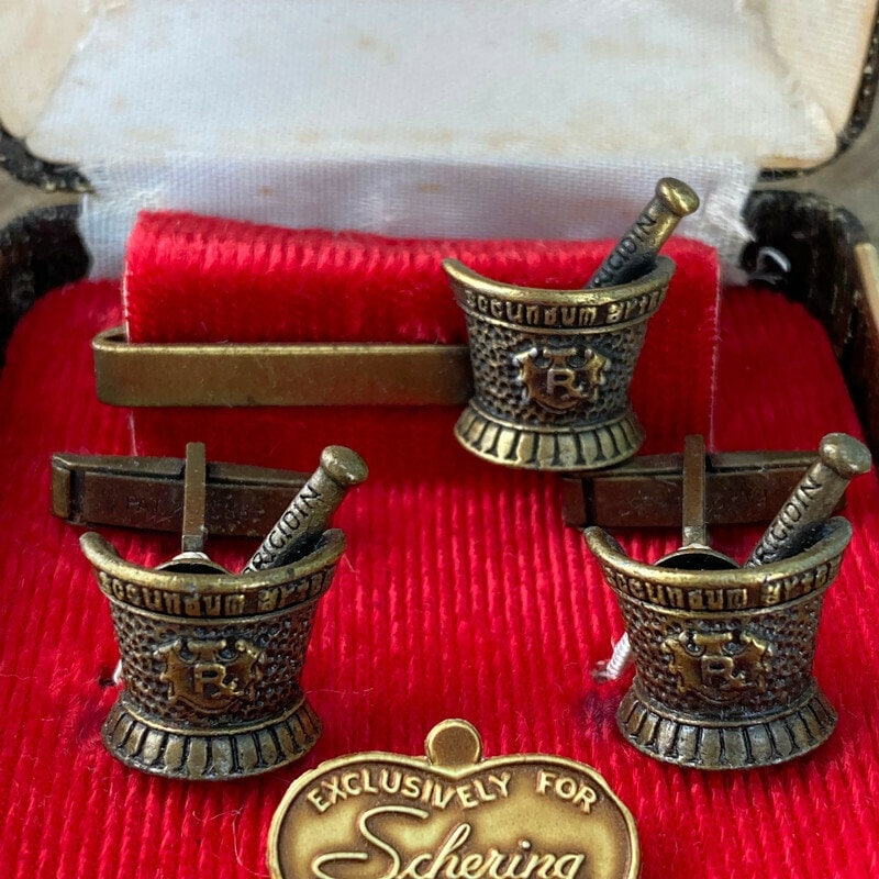 Midcentury Medical Jewelry Set - Cufflinks and Tiebar - Duckwells