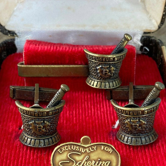 Midcentury Medical Jewelry Set - Cufflinks and Tiebar - Duckwells