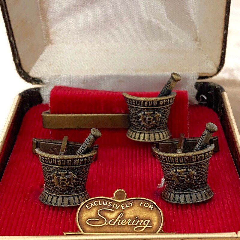 Midcentury Medical Jewelry Set - Cufflinks and Tiebar - Duckwells
