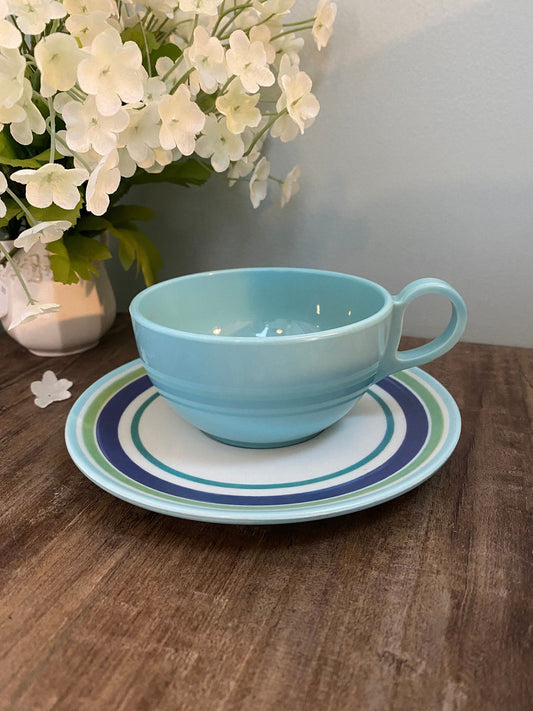 Midcentury Melamine Cup and Saucer Set at Duckwells