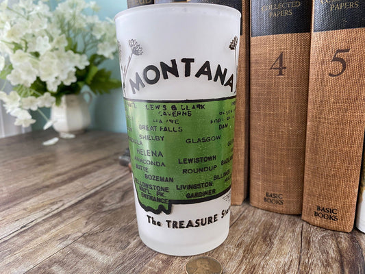 Midcentury Montana Souvenir Glass with State Map at Duckwells