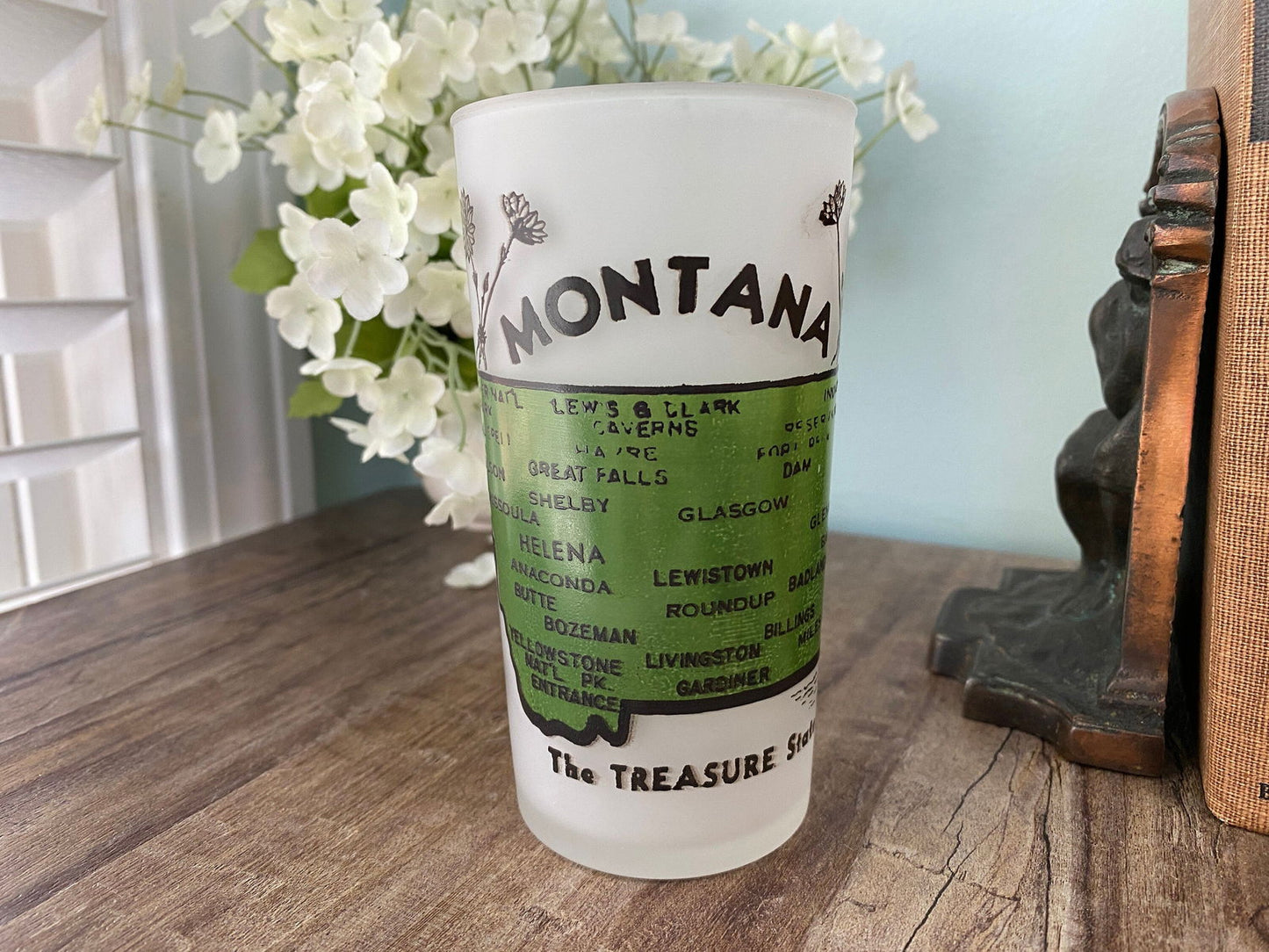 Midcentury Montana Souvenir Glass with State Map - Duckwells
