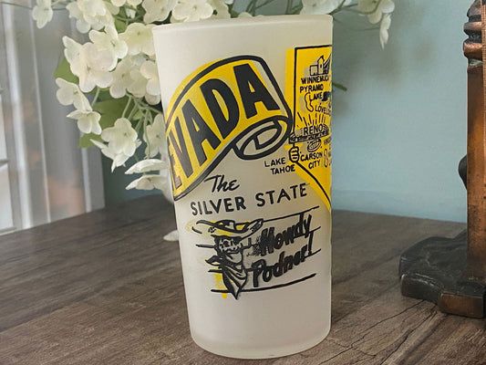 Midcentury Nevada Souvenir Glass with State Map at Duckwells