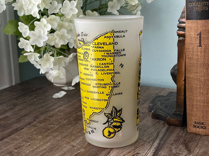 Midcentury Ohio Souvenir Glass with State Map - Duckwells