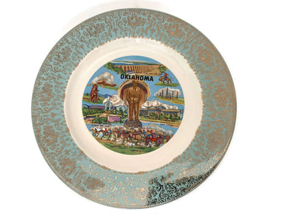 Midcentury Oklahoma State Souvenir Plate - Duckwells