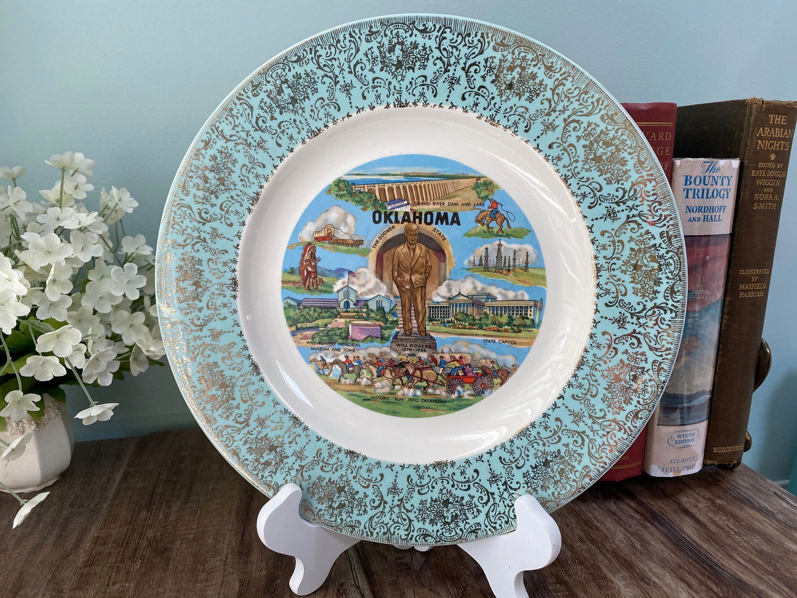 Midcentury Oklahoma State Souvenir Plate - Duckwells