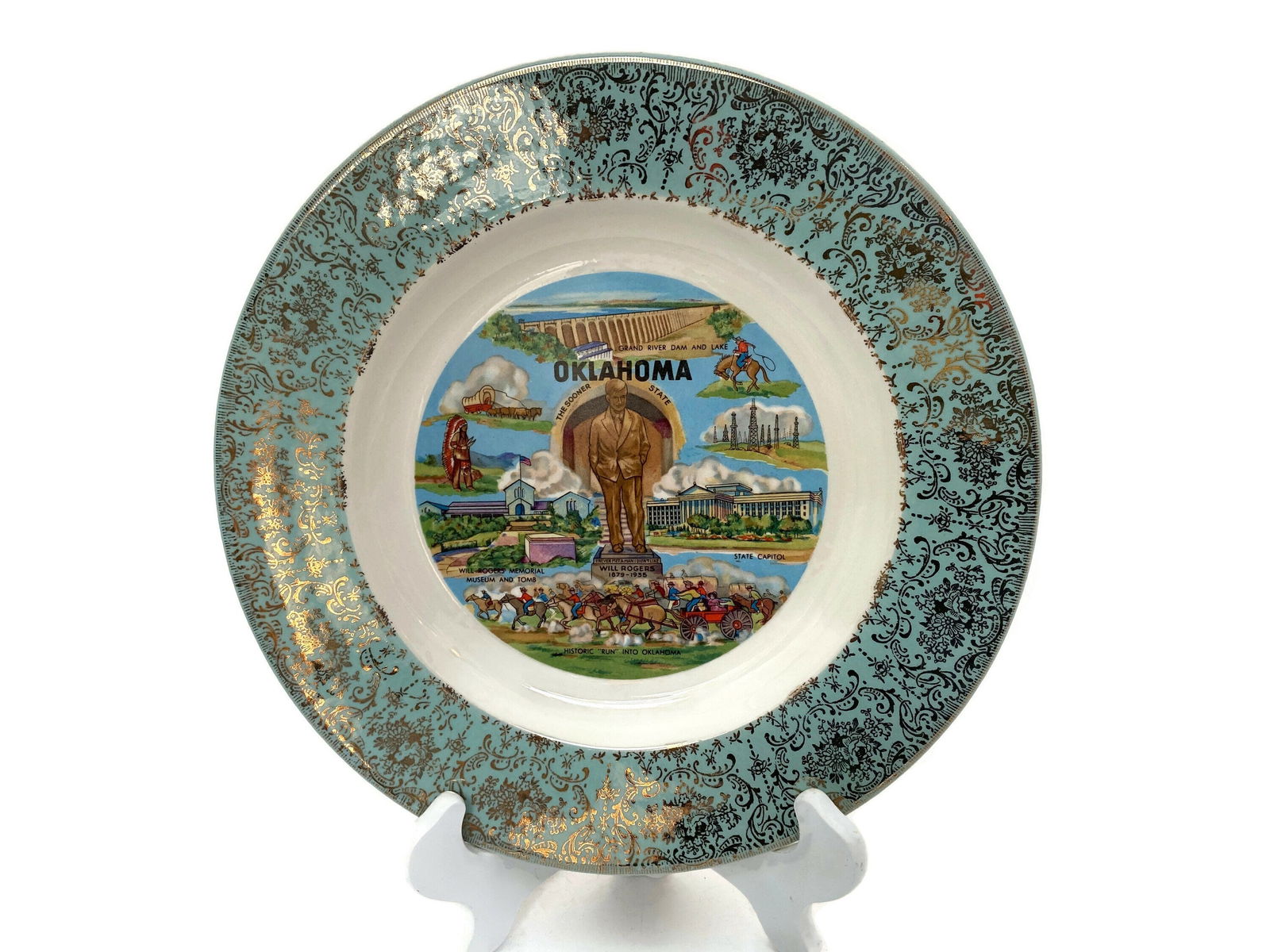 Midcentury Oklahoma State Souvenir Plate - Duckwells