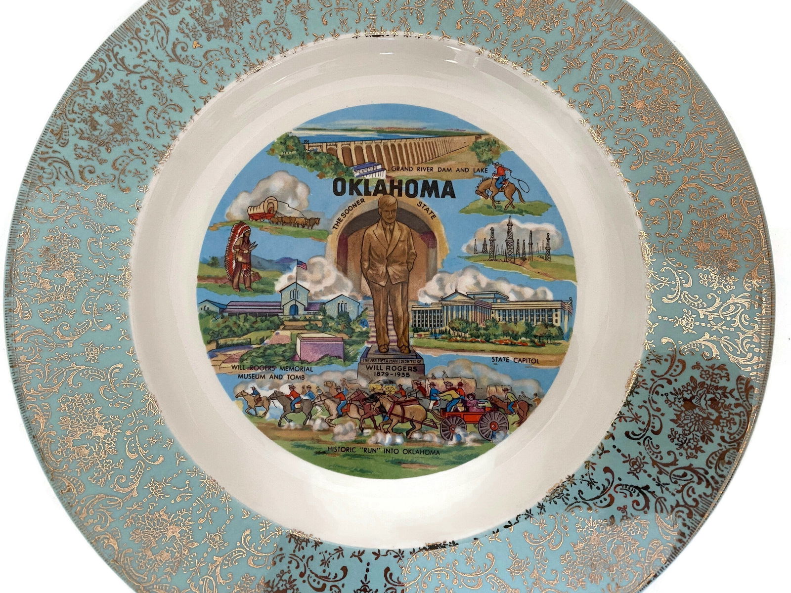 Midcentury Oklahoma State Souvenir Plate - Duckwells