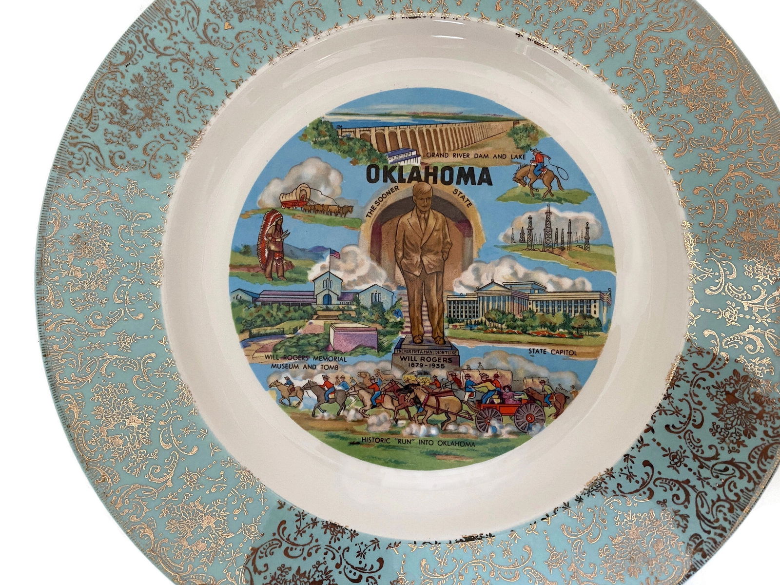 Midcentury Oklahoma State Souvenir Plate - Duckwells