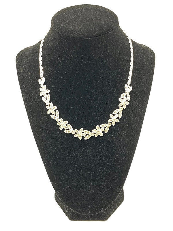 Midcentury Rhinestone Necklace signed ORA - Duckwells