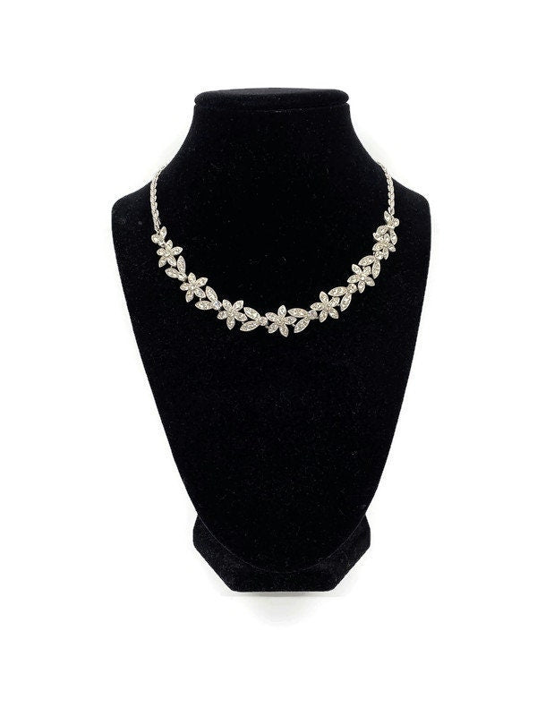 Midcentury Rhinestone Necklace signed ORA - Duckwells