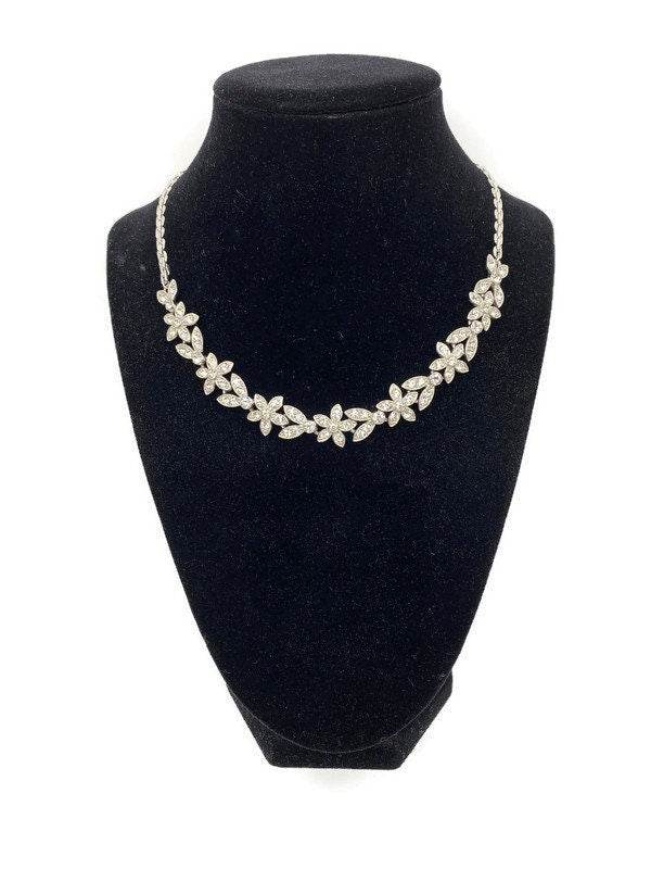 Midcentury Rhinestone Necklace signed ORA - Duckwells