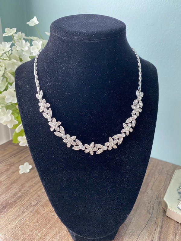 Midcentury Rhinestone Necklace signed ORA - Duckwells