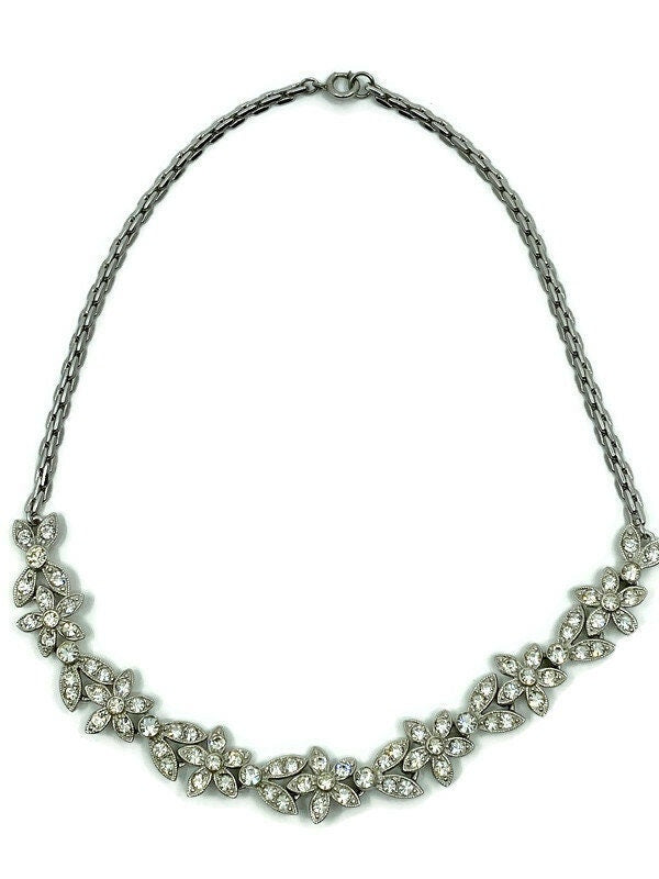 Midcentury Rhinestone Necklace signed ORA - Duckwells