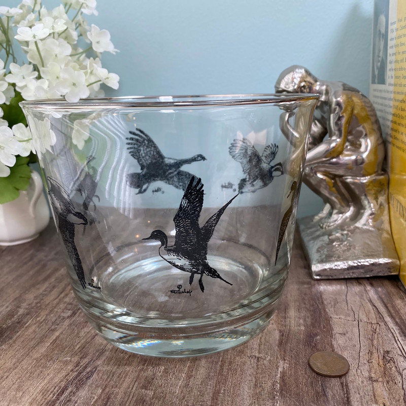 Midcentury Richard Bishop Glass Ice Bucket or Chip Bowl - Duckwells