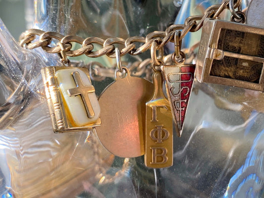 Midcentury Sorority Gold Filled Charm Bracelet - Duckwells