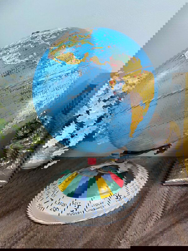 Midcentury Tin Desk Globe -  Magnetic Metal Toy - Duckwells