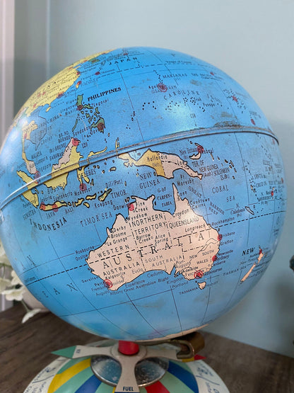Midcentury Tin Desk Globe -  Magnetic Metal Toy - Duckwells