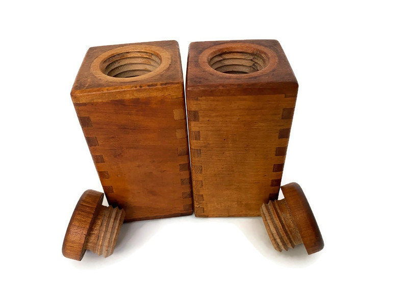 Midcentury Wood Salt and Pepper Shakers - Duckwells