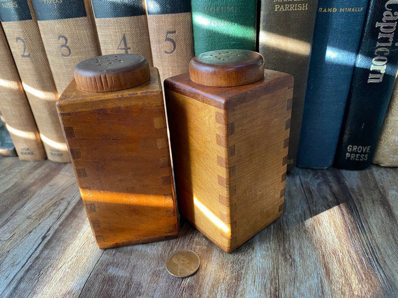 Midcentury Wood Salt and Pepper Shakers - Duckwells