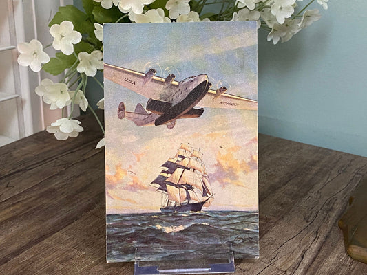 Rare vintage Pan American Airways Flying Clipper Ships Postcard - Duckwells