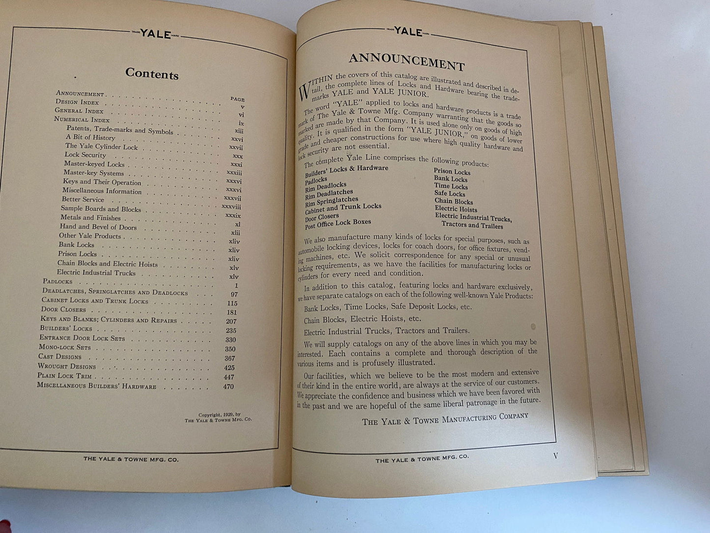 Vintage 1929 Yale Products Catalog - Duckwells