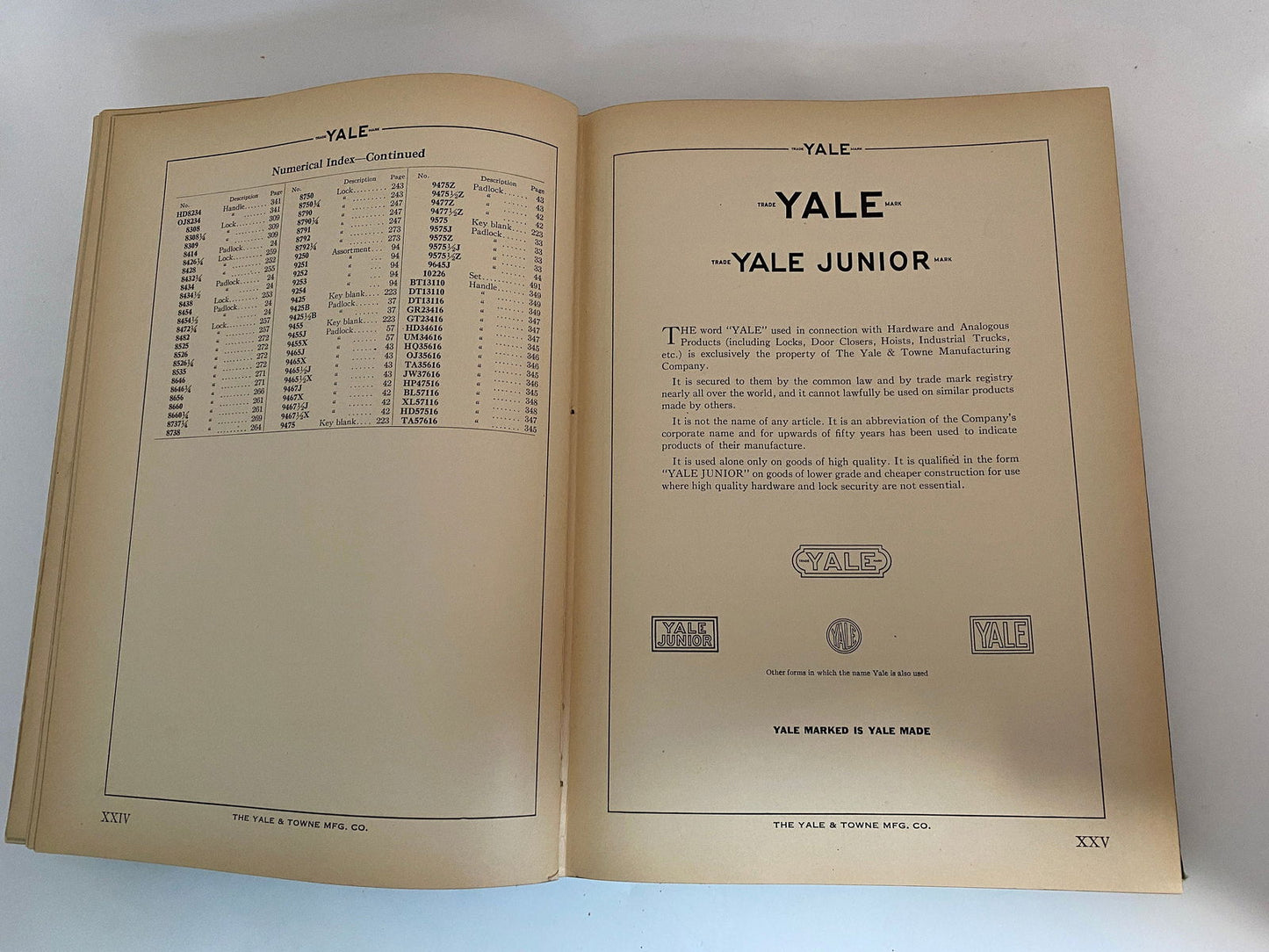 Vintage 1929 Yale Products Catalog - Duckwells