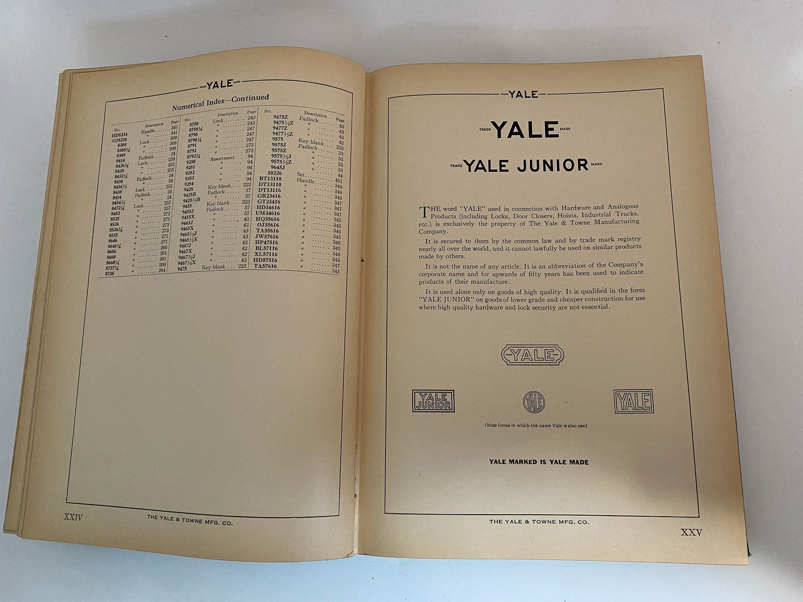 Vintage 1929 Yale Products Catalog - Duckwells
