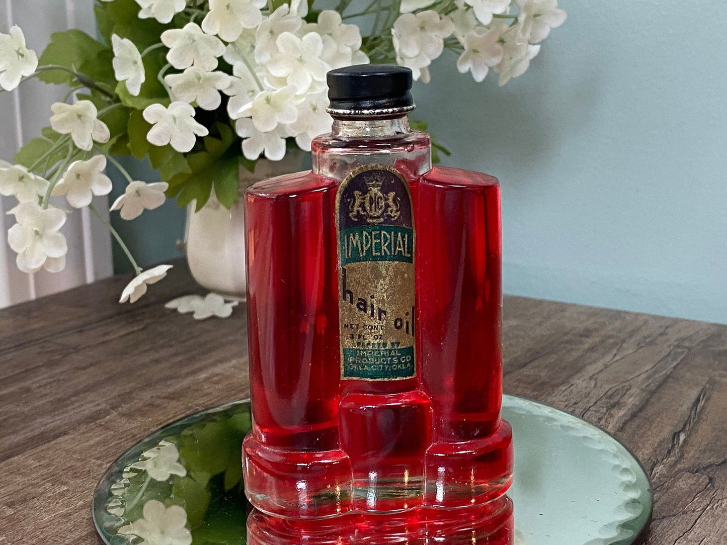 Vintage Art Deco Hair Oil Bottle - Duckwells