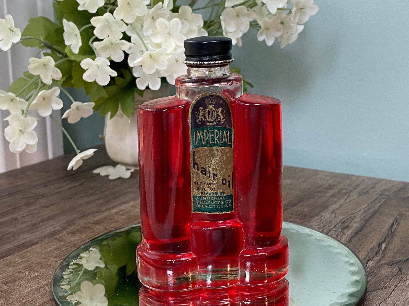 Vintage Art Deco Hair Oil Bottle - Duckwells