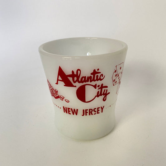 Vintage Atlantic City New Jersey White Glass Souvenir Mug at Duckwells