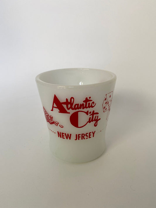 Vintage Atlantic City New Jersey White Glass Souvenir Mug at Duckwells