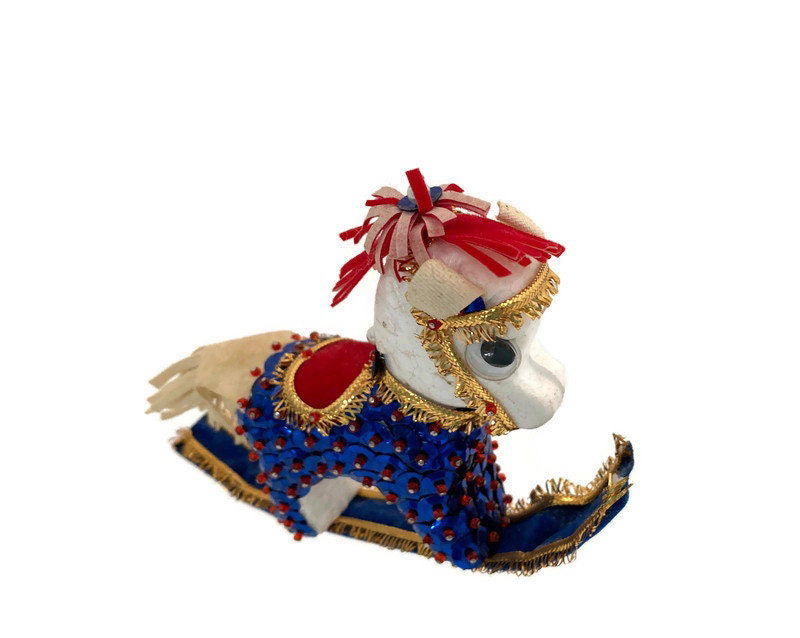 Vintage Beaded Sequin Rocking Horse Christmas Ornament - Duckwells
