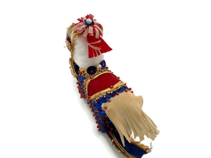 Vintage Beaded Sequin Rocking Horse Christmas Ornament - Duckwells