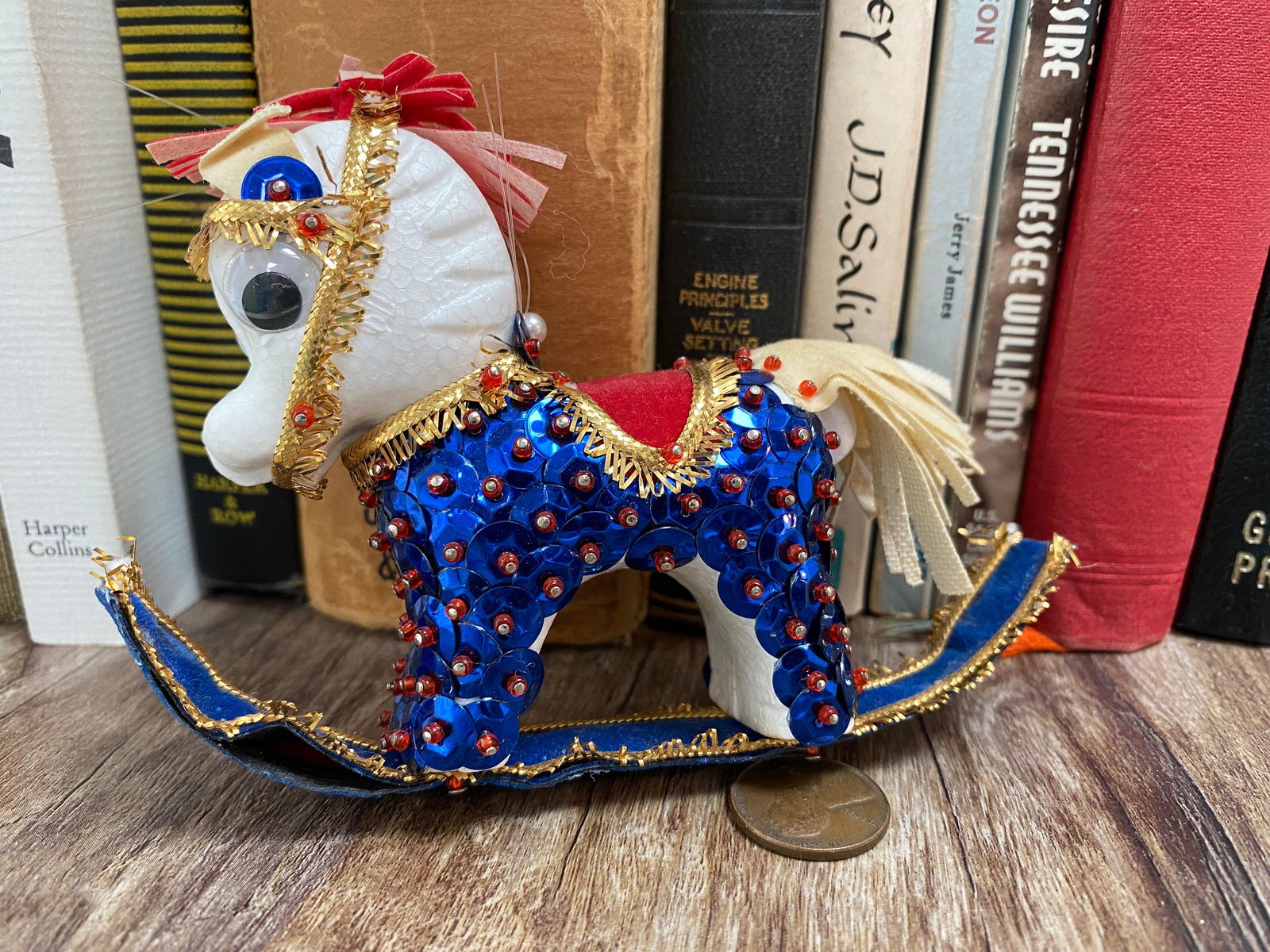 Vintage Beaded Sequin Rocking Horse Christmas Ornament - Duckwells