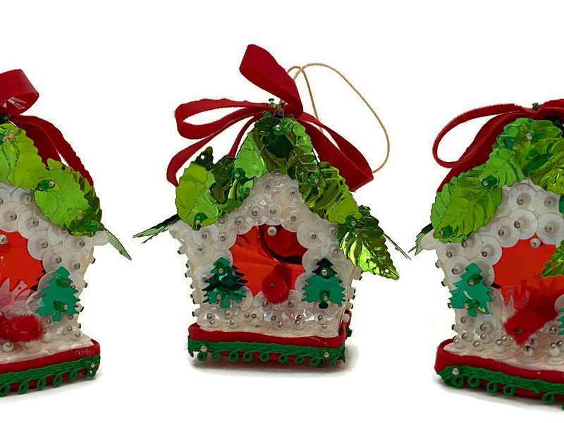 Vintage Birdhouse Hanging Christmas Ornaments - Duckwells