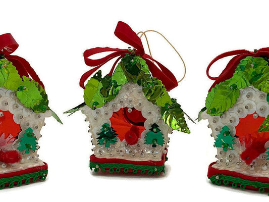 Vintage Birdhouse Hanging Christmas Ornaments at Duckwells