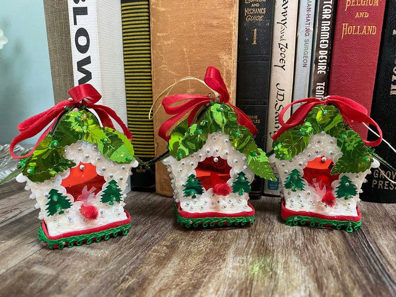 Vintage Birdhouse Hanging Christmas Ornaments - Duckwells