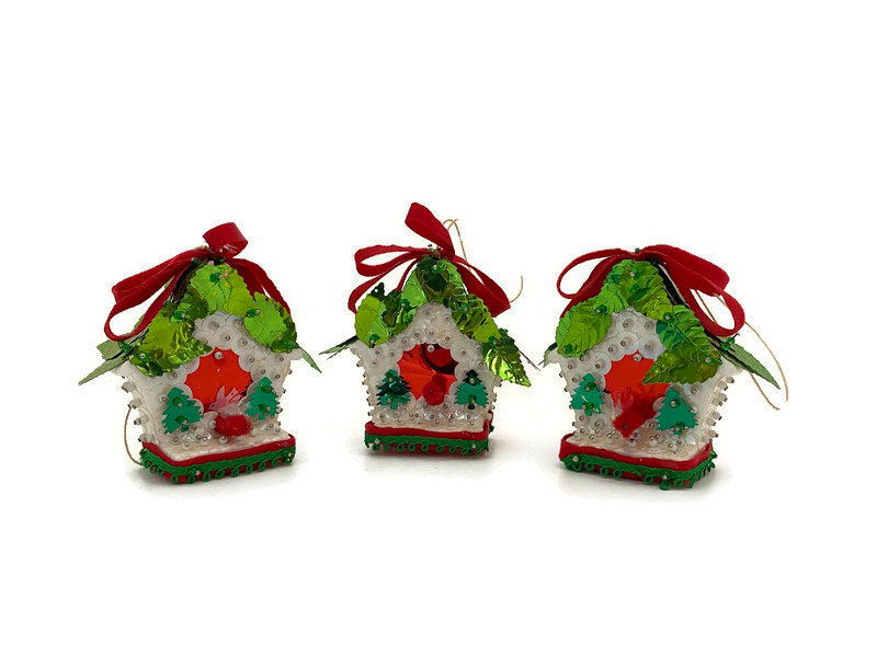 Vintage Birdhouse Hanging Christmas Ornaments - Duckwells