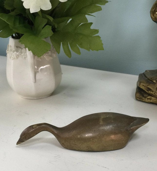 Vintage Brass Duck Paperweight - Duckwells