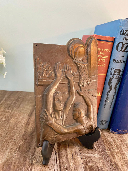 Vintage Bronze Basketball Plaque at Duckwells