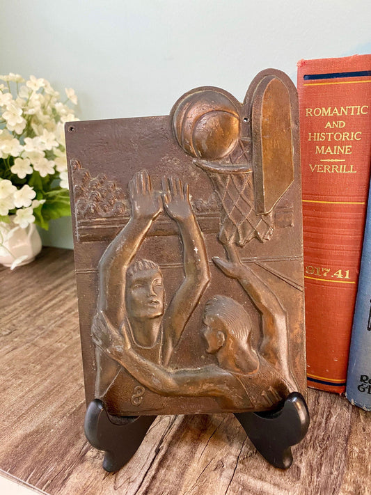 Vintage Bronze Basketball Plaque at Duckwells