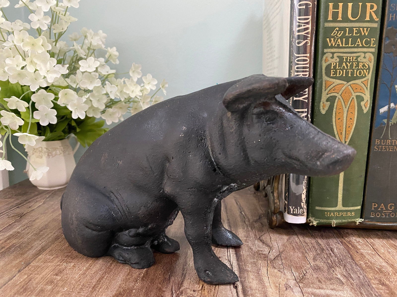 Vintage Cast Iron Pig Bank Heavy Doorstop or Animal Figurine - Duckwells